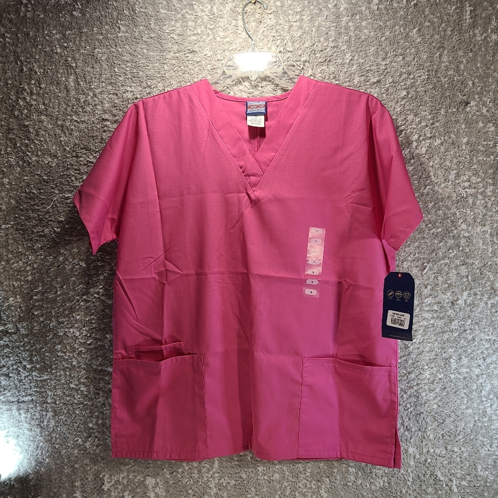 Cherokee Scrubs V-Neck Scrub Top Pink Tradition Classic M Polyester Blend NWT